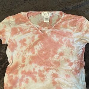 pink/white tye dye crop top